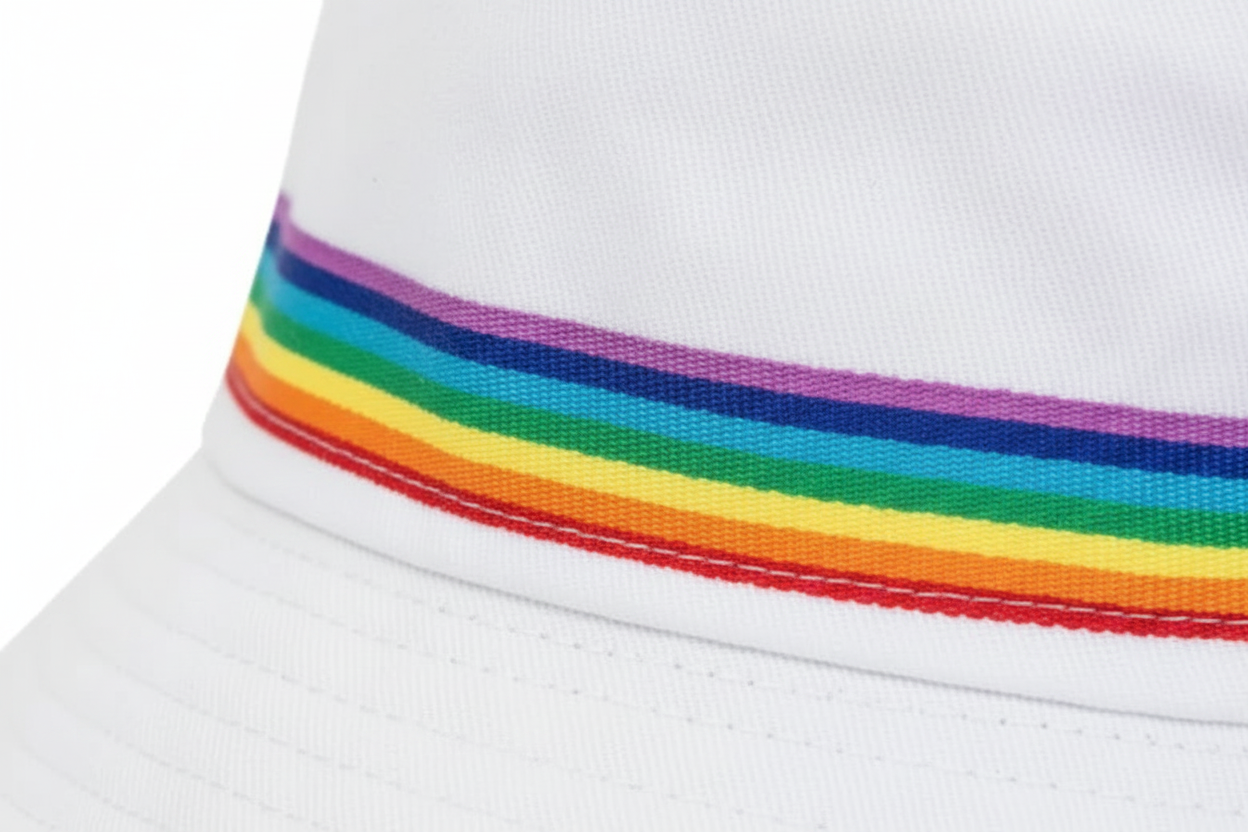 White Rainbow Bucket Hat - Fabric Detail